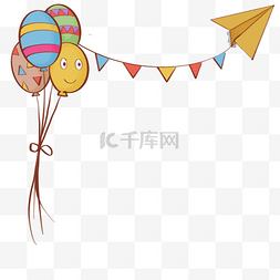 彩色气球图片_节日彩色气球边框纸飞机