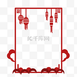 中国风红色新年海报装饰边框矢量