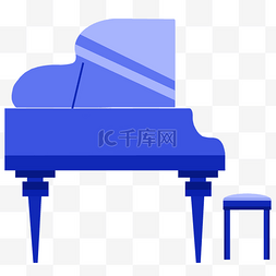 蓝色精美的钢琴插图