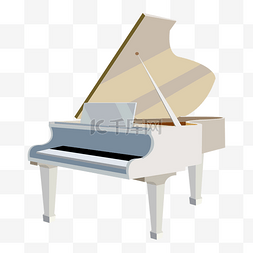 乐符钢琴3d素材图片_漂亮的白色钢琴插画