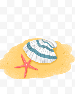 沙滩上画画图片_沙滩海星贝壳素材