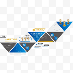 公司灰色图片_企业公司楼道文化墙三角形圆蓝色