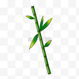 带叶子的绿色竹子手绘