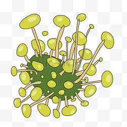卡通绿色蘑菇图片_绿色的蘑菇细菌插画