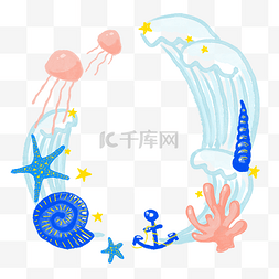 船图片_海洋生物水母边框