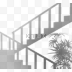 手绘植物楼梯创意阴影