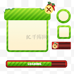 按钮圣诞图片_绿色条纹边框圣诞节游戏主题游戏