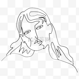 抽象画鼻子图片_卡通手绘线条女人插画