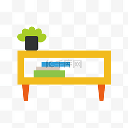 长桌子图片_黄色书桌桌子插画