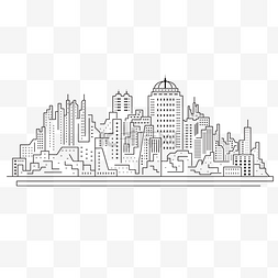 洋楼手绘图片_城市线条城市建筑剪影