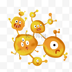 小怪兽小图片_卡通橘色细菌小怪物免抠png