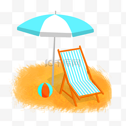 卡通沙滩躺椅图片_免扣卡通躺椅雨伞