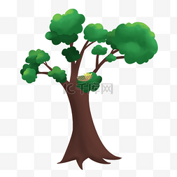 树根卡通图片_绿色植物大树元素