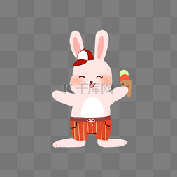 兔兔动漫图片_可爱小粉兔吃雪糕