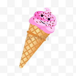 卡通冰激凌甜筒图片_夏季食物卡通手绘樱桃味甜筒