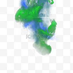 绿色和蓝色抽象3d烟雾三角形边框