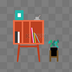 橙色的家具柜子插画