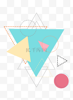 彩色漂浮三角形图片_不规则三角形叠加孟菲斯