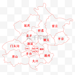 北京地图素材图片_线描北京地图