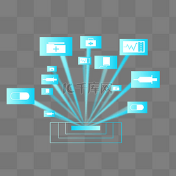 科技互联网蓝色图片_放射状医疗装饰