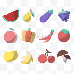 香蕉梨水果图片_水果蔬菜图标