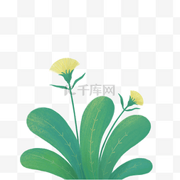 植被图片_手绘绿色植物绿叶花朵小草夏天