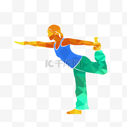 女性瑜伽卡通图片_保持平衡女性瑜伽姿势
