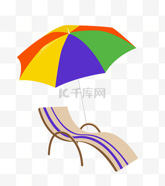 沙滩休息躺椅插画