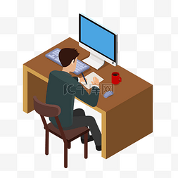 电脑桌椅子图片_矢量手绘卡通帮桌椅