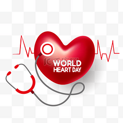 红色爱心听诊器世界心脏日