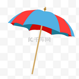 蓝色遮阳伞图片_红蓝色卡通遮阳伞
