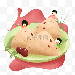 三个小人卡通图片_端午节大粽子红豆粽