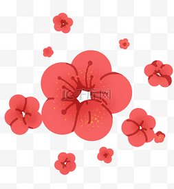 日本红色的樱花插画