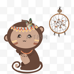 可爱动物头饰图片_印第安小猴子