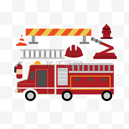 消防梯子图片_svg专业卡通安全红色消防车
