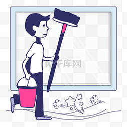 卫生家政服务图片_打扫卫生男性线性漫画