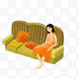 美女坐在沙发上图片_坐在沙发上的女人