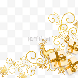 礼物金色丝带图片_圣诞节金色花纹