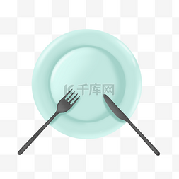 餐具蓝色盘子碟子刀叉