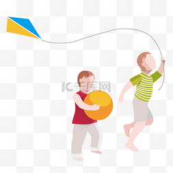 玩球小孩图片_ 放风筝的小孩