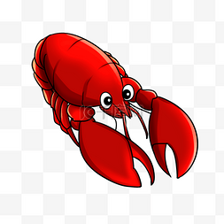 大钳子龙虾插画图片_红色龙虾海鲜插画