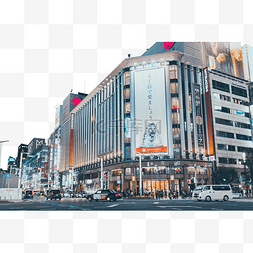 夜景道路图片_日本东京银座夜景城市