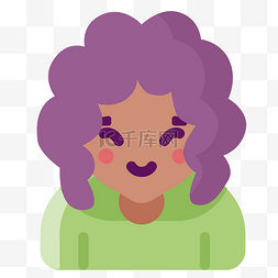 紫色创意扁平化短发女孩元素