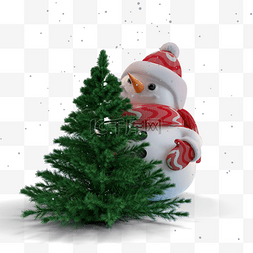立体圣诞树图片_3d圣诞树雪人元素