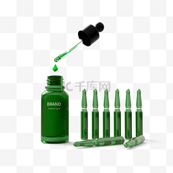 绿色护肤品绿色图片_绿色精华瓶子立体元素