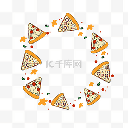 美食披萨卡圆形形状边框