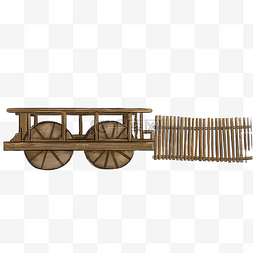 木制车和栅栏