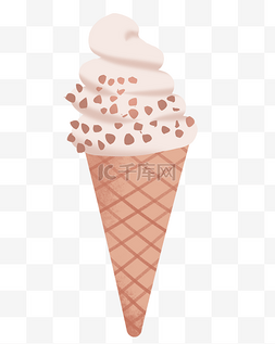 夏日手绘扁平风奶油冰淇淋