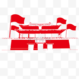 党建旗图片_党建剪影红旗正门