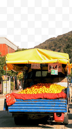 街边卖桔子的拖车
